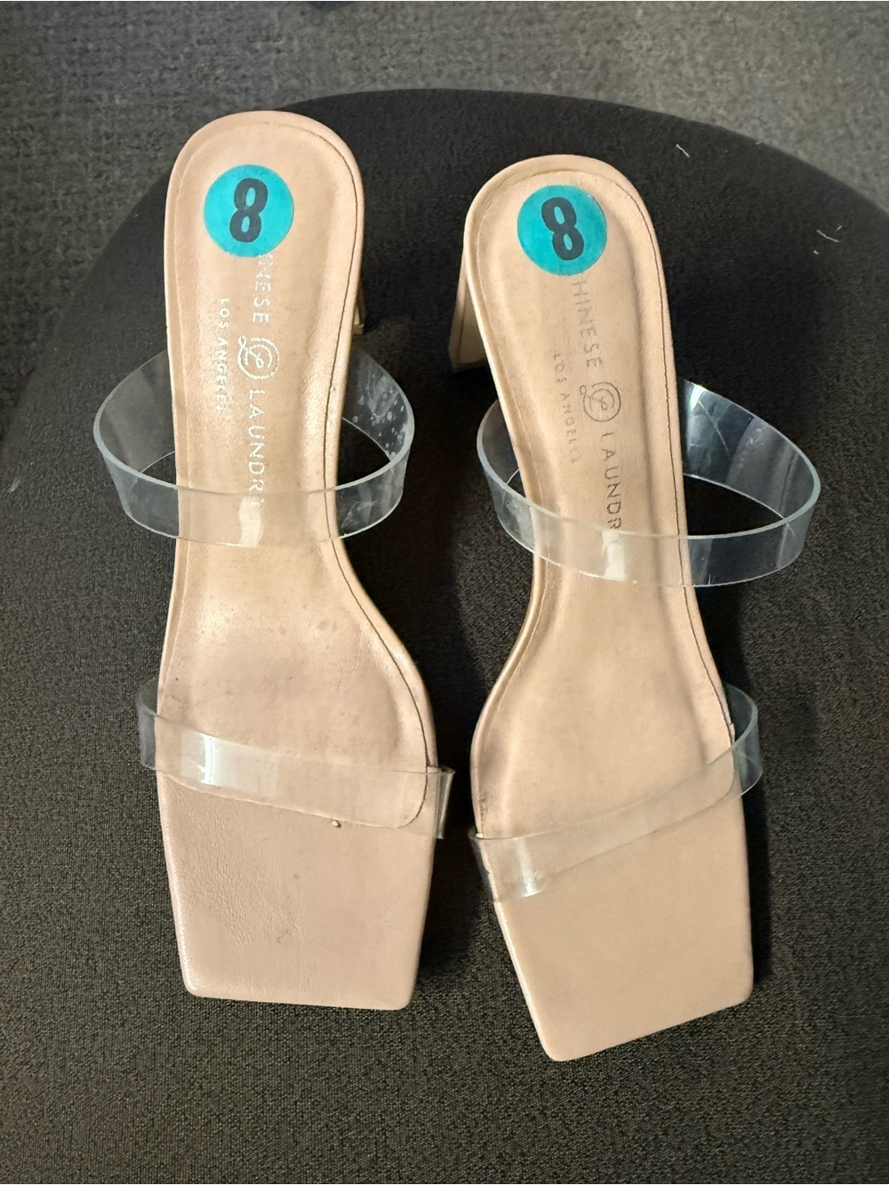 Zara Nude Beige Square-Toe Clear Strap Mules